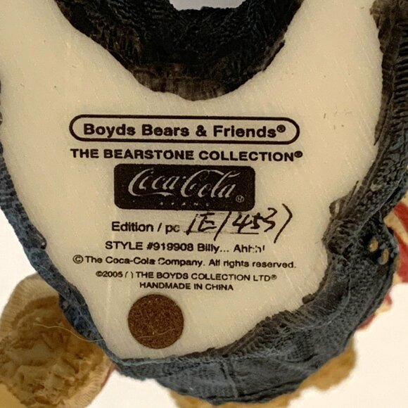 2005 Coca-Cola Boyds Bears Billy Ahhh! Figurine 1st Ed Bearstone Collection Vtg - Picture 8 of 13